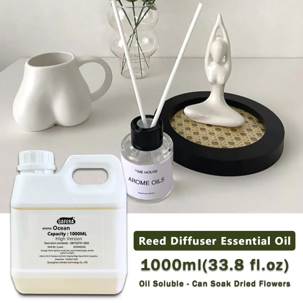 GAFERA 1000ml (33.8 fl.oz) Oli Essenziali Ocean/Black Opium - Per Aromaterapia Senza Fiamma e Diffusore a Bastoncini per Hotel di Lusso a Cinque Stelle