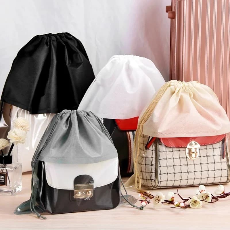 Dust Bag Handbag Moisture-proof Bundle Pocket Transparent Drawstring Storage Bag Dustproof Handbag Cover bathroom