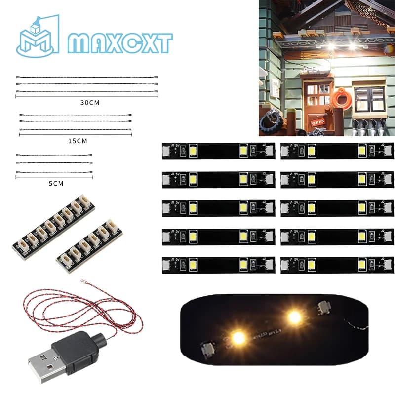 Building Block Led Light Accessories 10cps Light Strip 0.8mm Pin Compatible Light Strip For Lego/Moc Building Block Models