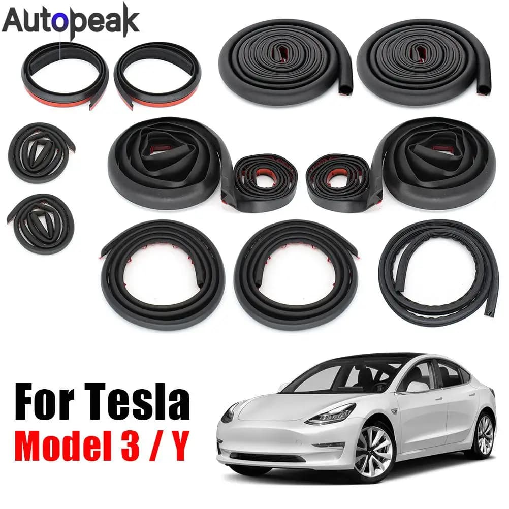 Per Tesla Modello 3 Y Auto Porta Striscia di Tenuta Kit Insonorizzato EPDM Gomma Guarnizione Auto Tronco Cofano Cruscotto AB Pilastro Set di Tenuta