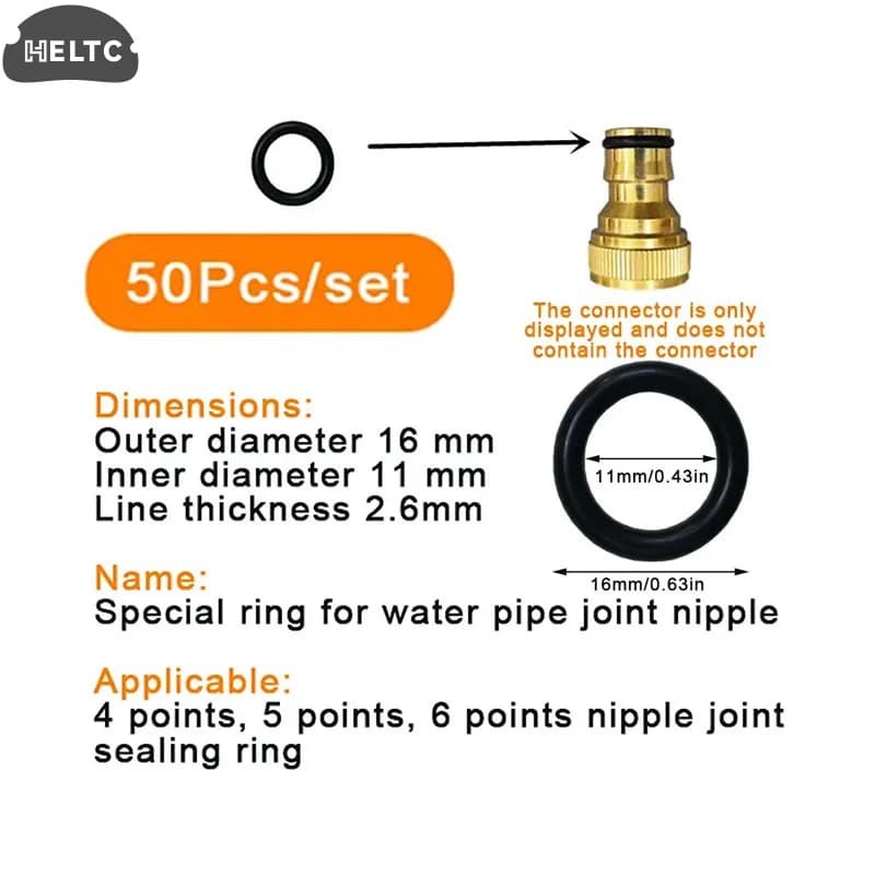 50pcs/lotBlack Rubber Gardening Tools Equipment O-Type Waterproof Rings Pipe Plastic Joint Sealing Rings Garden Accessories