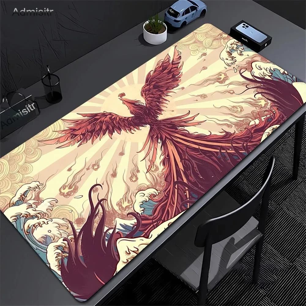 VIKAMA Chinese Black White Dragon Full Moon Large Mouse Pad Vintage Oriental Gaming Desk Mat Non Slip Rubber Base
