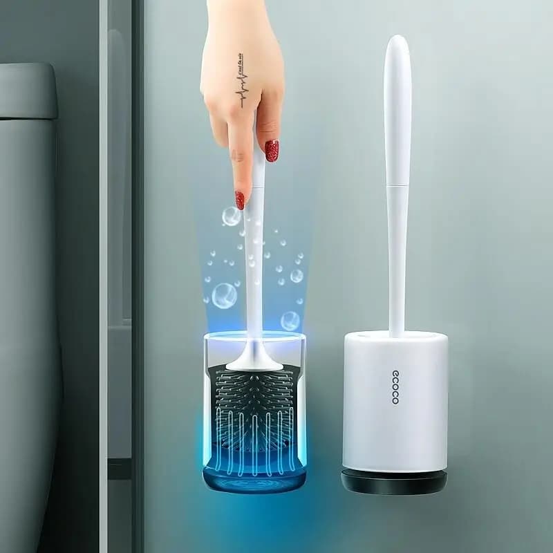 Scopino in Silicone detergente profondo setola morbida Set porta scopino per bagno appeso a parete spazzola per pulizia flessibile per uso domestico