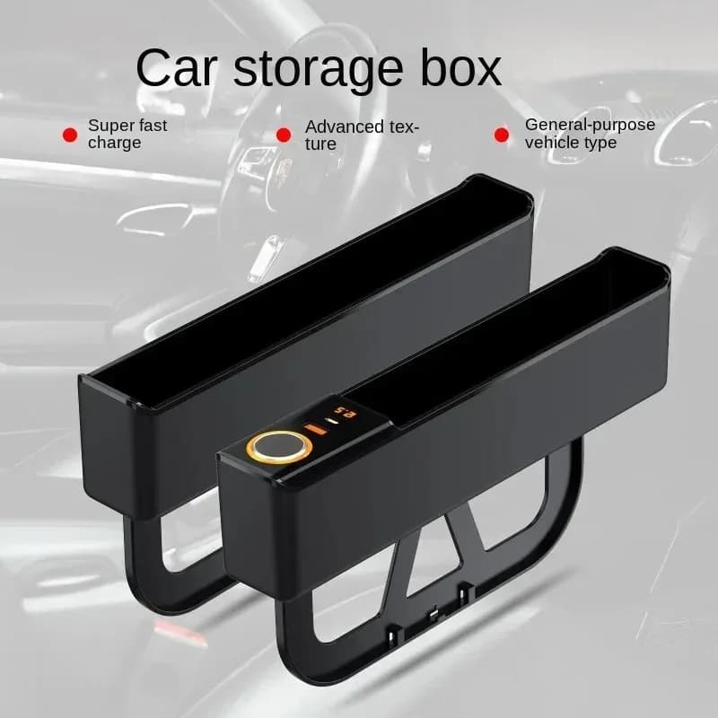 Auto Organizer with Charger 52W, Removable Storage Box for Front Seats