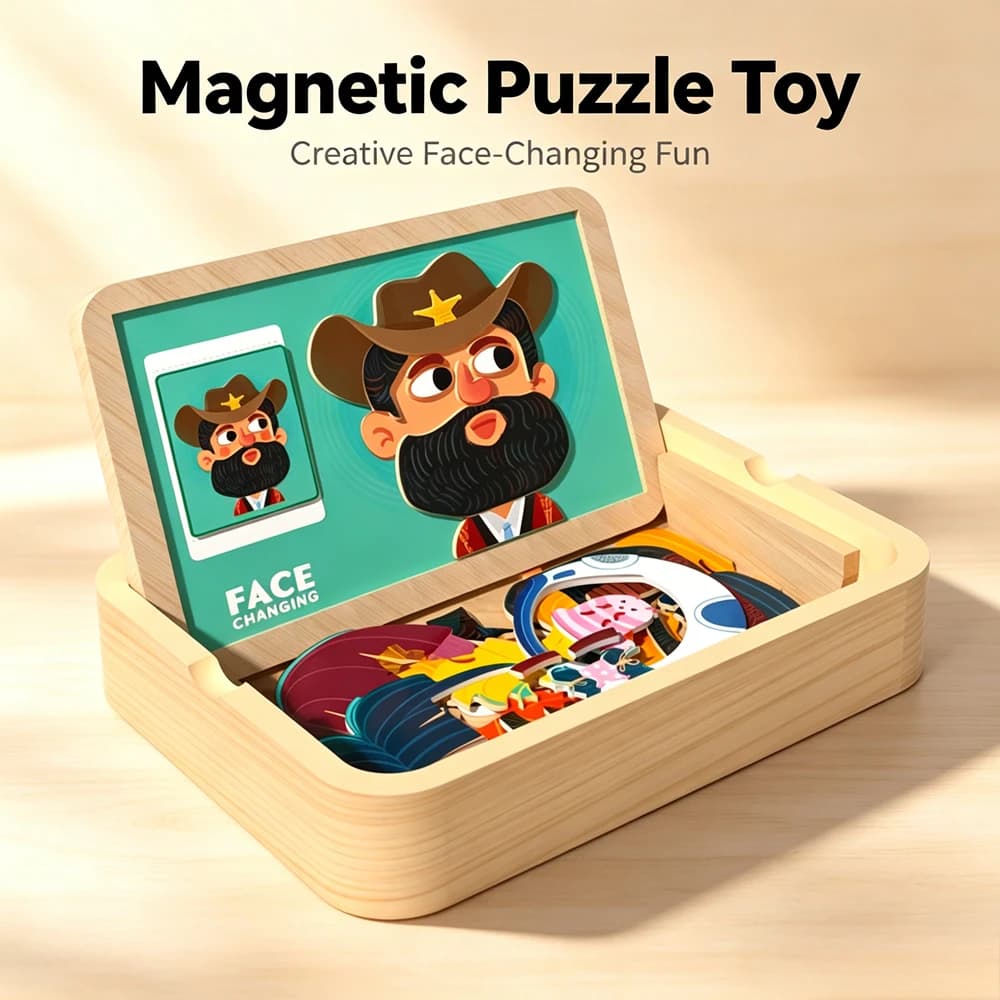Magnetic Puzzle Puzzle Educational Double-Sided Assembly Toy Magnetic Building Blocks Pattern Matching Birthday Gift