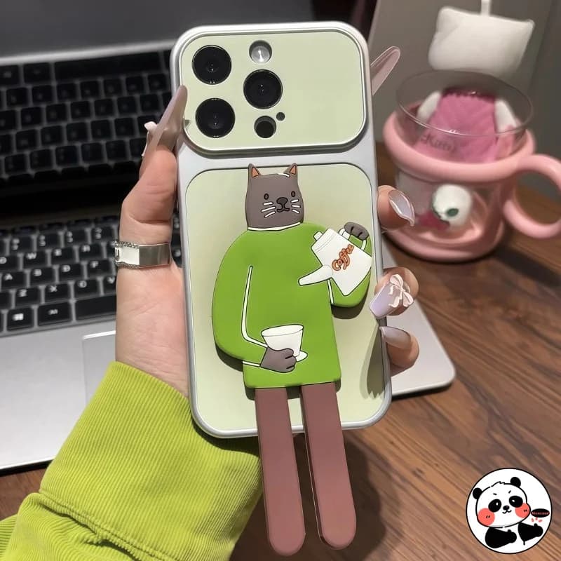 Cute Cat Holder Phone Case For Honor 600 500 400 300 Ultra 200 100 90 Smart 80 GT SE 70 Pro Lite 5G 4G PU Leather Soft Cover