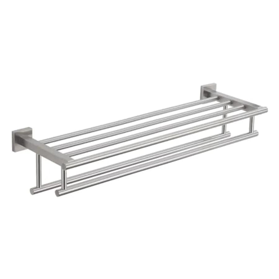 Portasciugamani da Bagno con Doppia Barra, Mensola per Doccia in Acciaio Inox SUS304, Supporto Moderno da Parete 28 Pollici