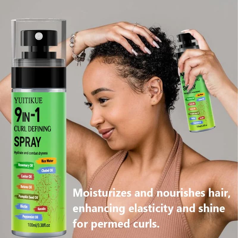YUITIKUE Spray Nutriente per Ricci, Trattamento Multifunzione per Capelli Ricci, Aggiunge Volume e Lucentezza e Previene Efficacemente i Grovigli