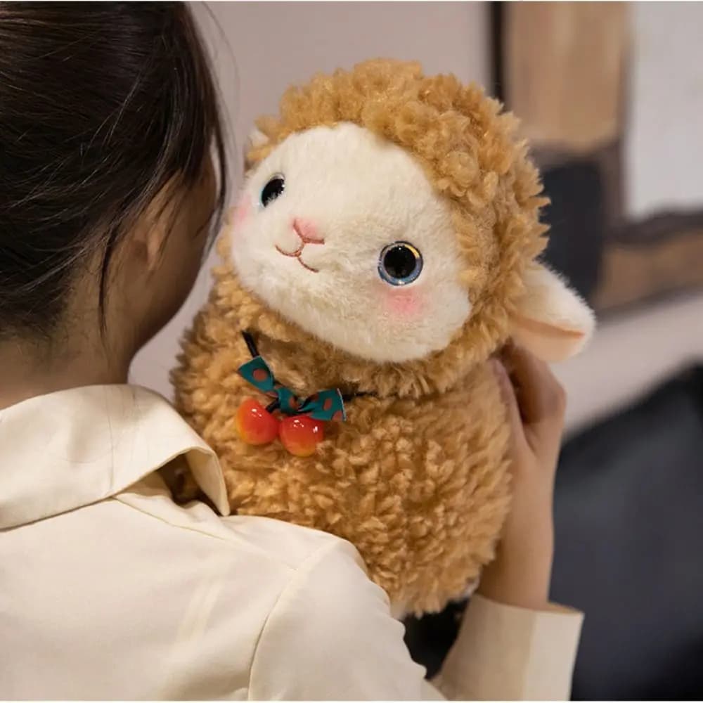 Cuscino a Forma di Pecora Cartoon, Peluche Morbido e Soffice, Bambola Animale Kawaii Simulata, Giocattolo Natalizio
