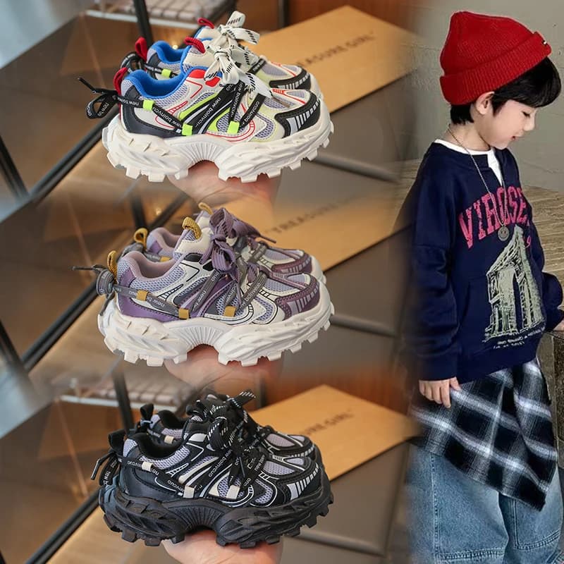 Sneakers Casual per Bambini con Suola Spessa, Scarpe da Corsa Autunnali alla Moda per Ragazze, Scarpe Casual per Ragazzi con Lacci e Suola Morbida