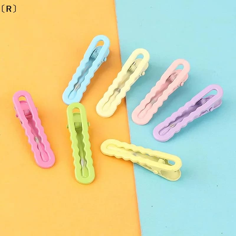 〔R〕20pcsCandy Color Hair Clips Metal Hollow Wave Hairpin For Women Girls DIY Bangs Side Clip Makeup Hair Styling Accessories