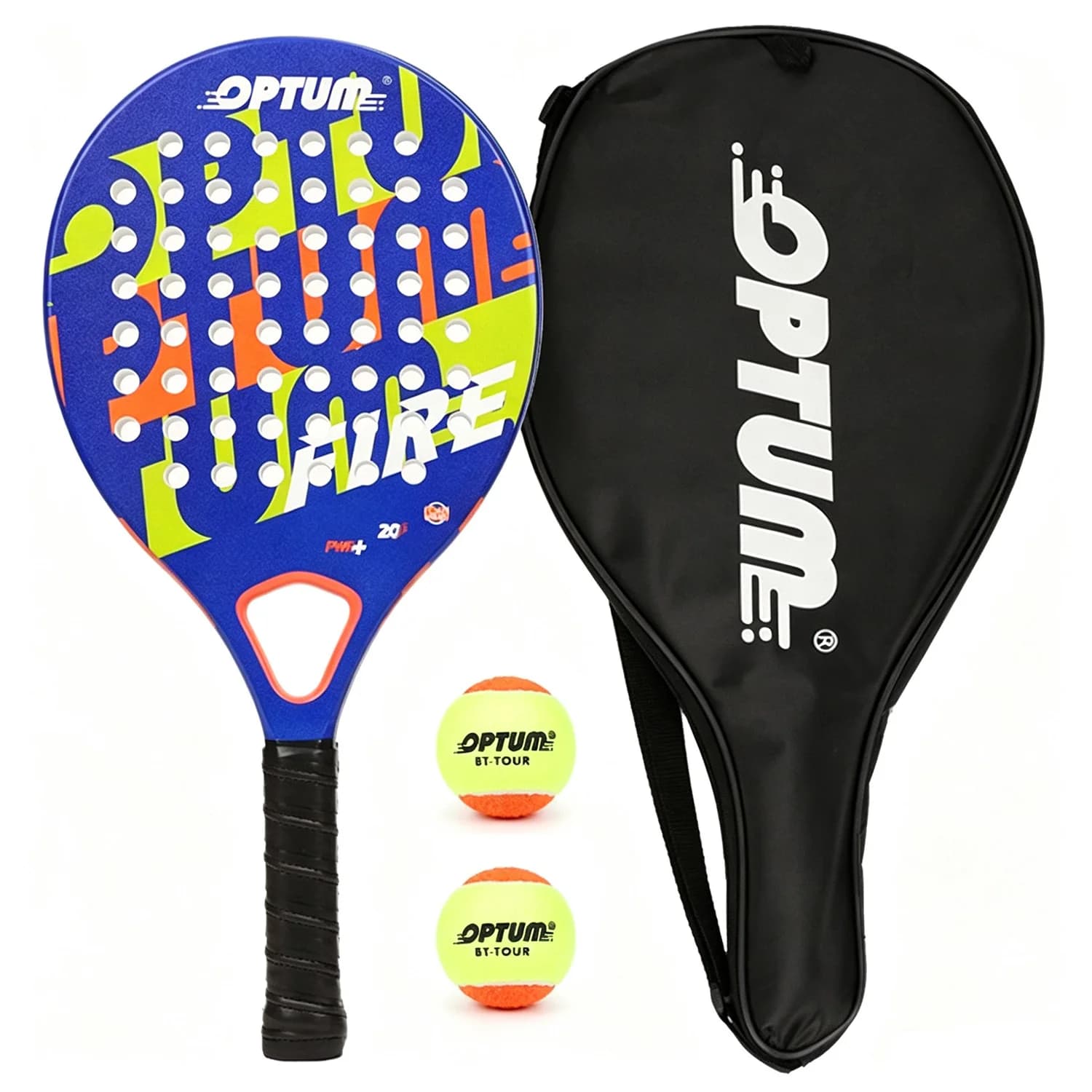 OPTUM Fire Junior Carbon Fiber Beach Tennis Racquet Includes 2 Balls Light Racket For Young