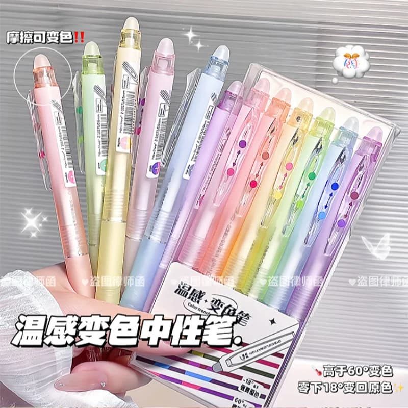 6 Colors Color Changing Gel Pen Set Thermochromic Erasable Ink Retractable 0.5mm Fine Point for Journaling Craft Supplies
