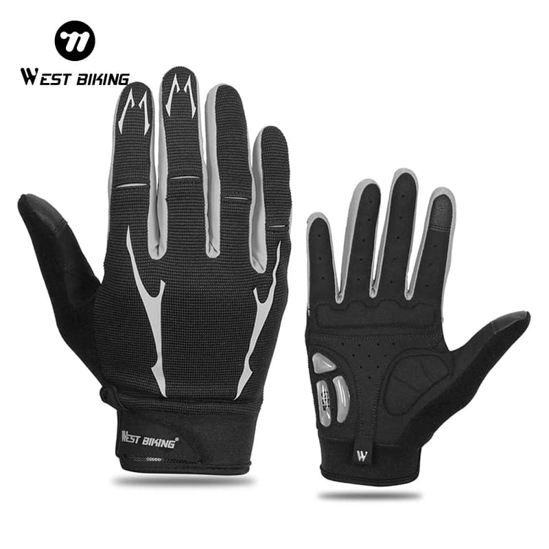 WEST BIKING Cycling Gloves With Fourchettes Touch Screen Motorcycle MTB Road Bike Anti-Slip Gloves Autumn Full Finger Gloves