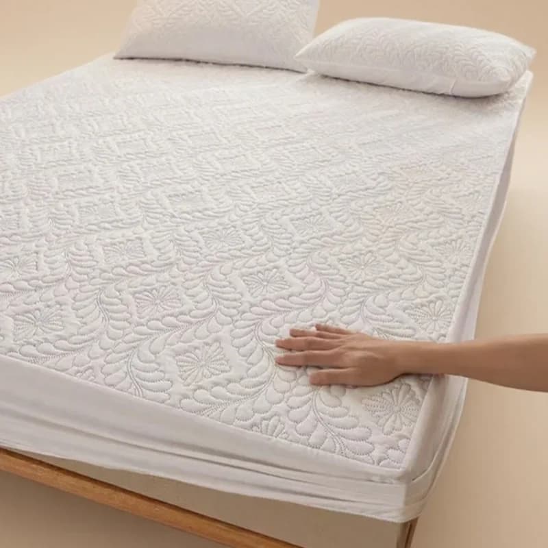 Coprimaterasso trapuntato impermeabile al 100% Coprimaterasso traspirante Copriletto anti-acari Lenzuolo con fascia elastica senza federa