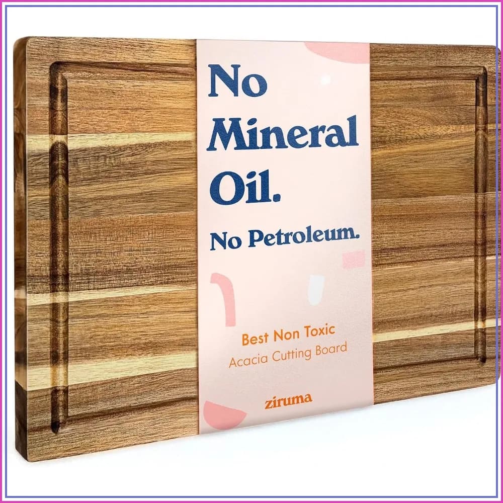 Natural Acacia Wood Cutting Board, Non-Toxic Beeswax Finish, 16x11 in, Knife-Friendly, FSC Certified