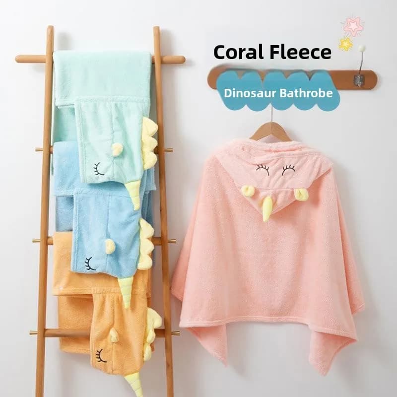 Soft Coral Fleece Children's Bathrobe with Hat Swimming Towel Gift Polyester And Nylon Fabric Cartoon Design Kids' Bath Towel
