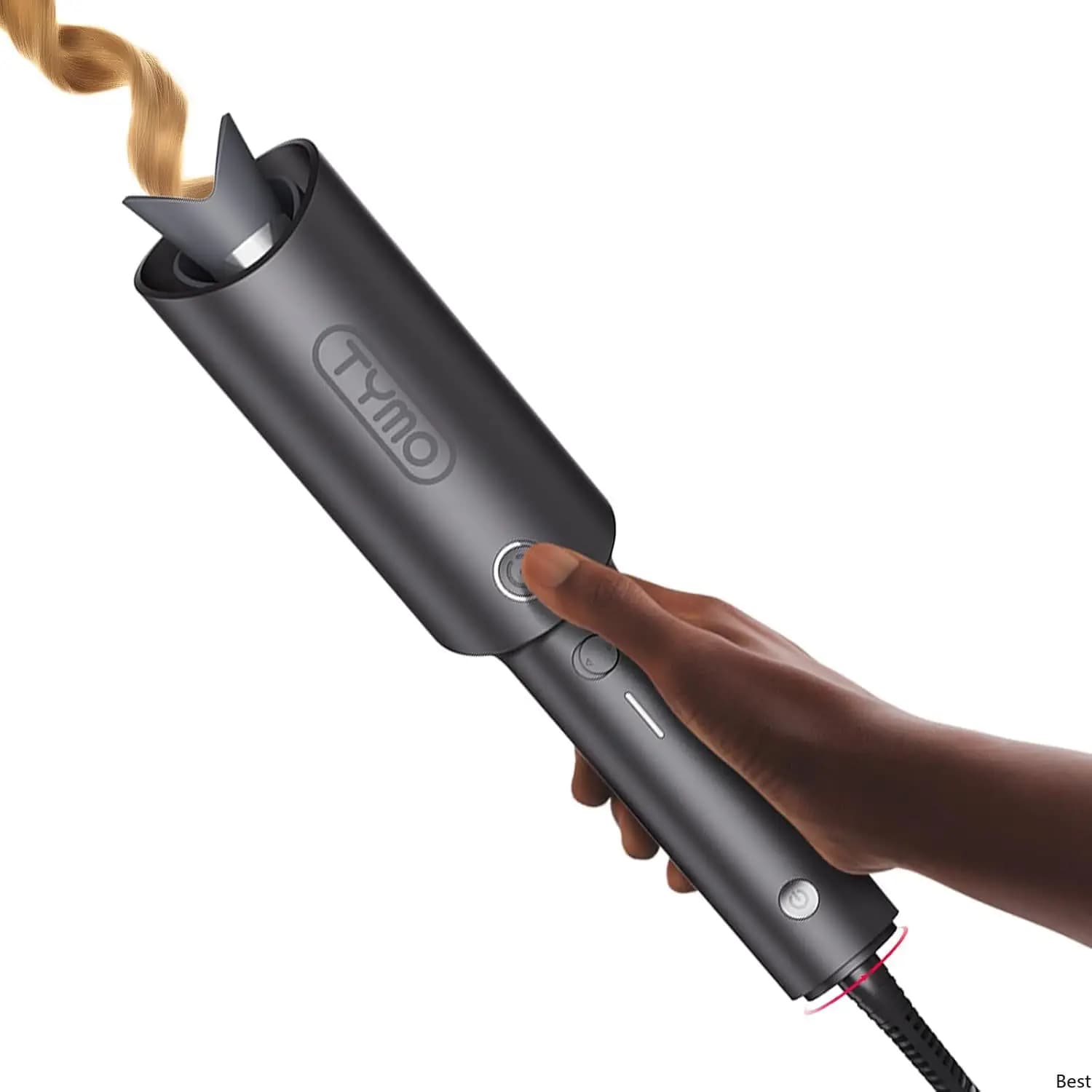 Rotating automatic curling iron - Iron curling hair for beach waves, portable hair curler, 500 million ions, double voltage and light for travel, ceramic coating, 1 inch, metallic grey