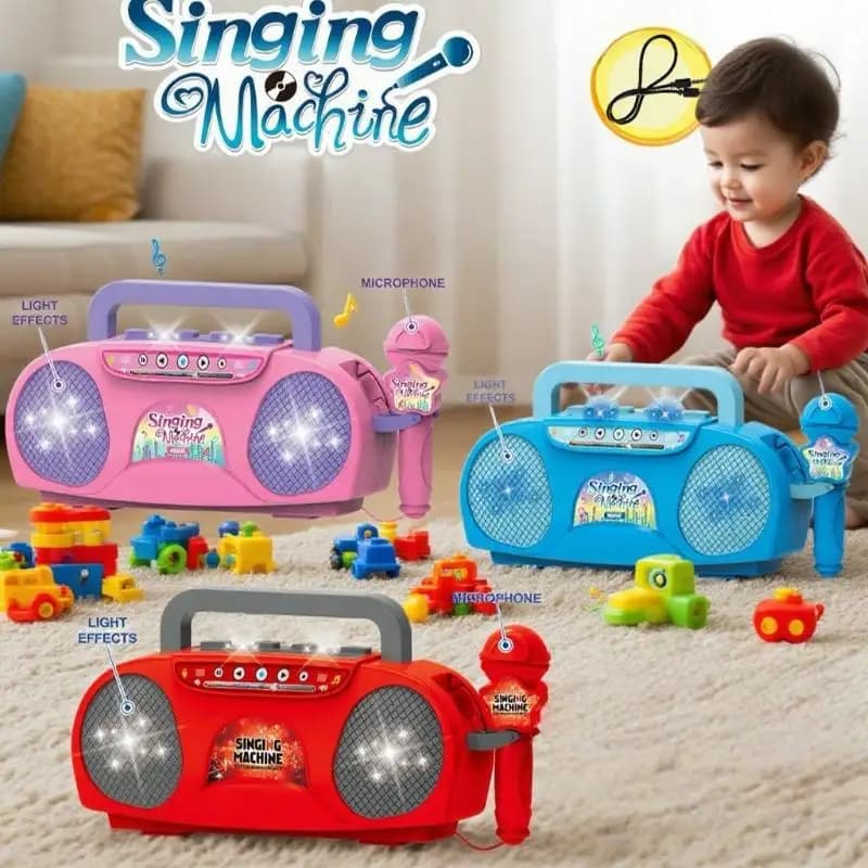 Macchina per karaoke portatile per bambini, altoparlante musicale radiofonico con microfono - Regalo divertente per i bambini
