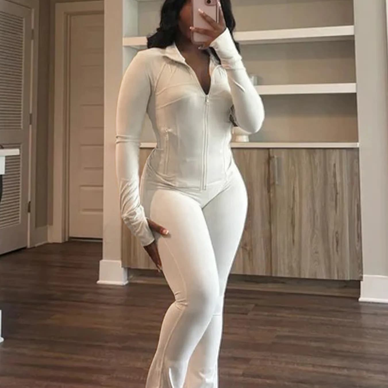 Giacca e pantaloni attillati sexy a maniche lunghe da donna Set da due pezzi in corno Abbigliamento sportivo Tuta da donna Tute sportive