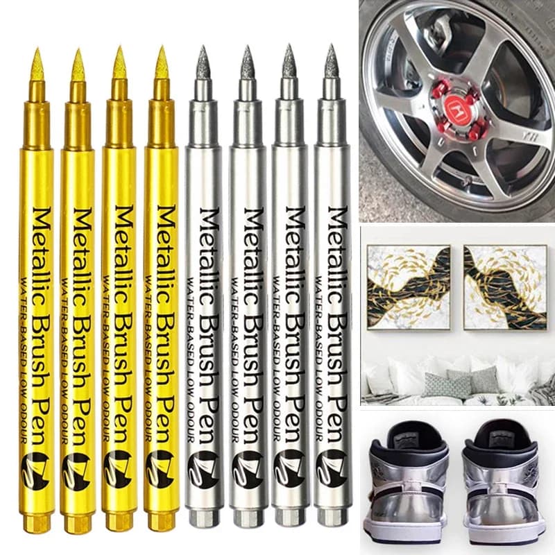 Set di pennarelli metallici Oro Argento Colori bianchi Pennelli Pennarelli a punta media per pittura su roccia in metallo Creazione di cartoline di carta nera
