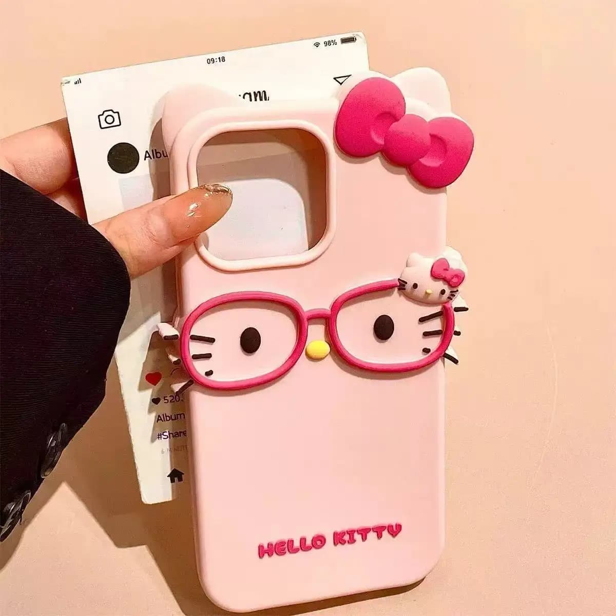 Custodia per telefono in silicone 3D a forma di gatto cartone animato Sanrio Hello Kitty per iPhone 17 Pro Max 16 15 Plus 14 13 Mini 12 11 4 4S 5 5S 7 8 SE
