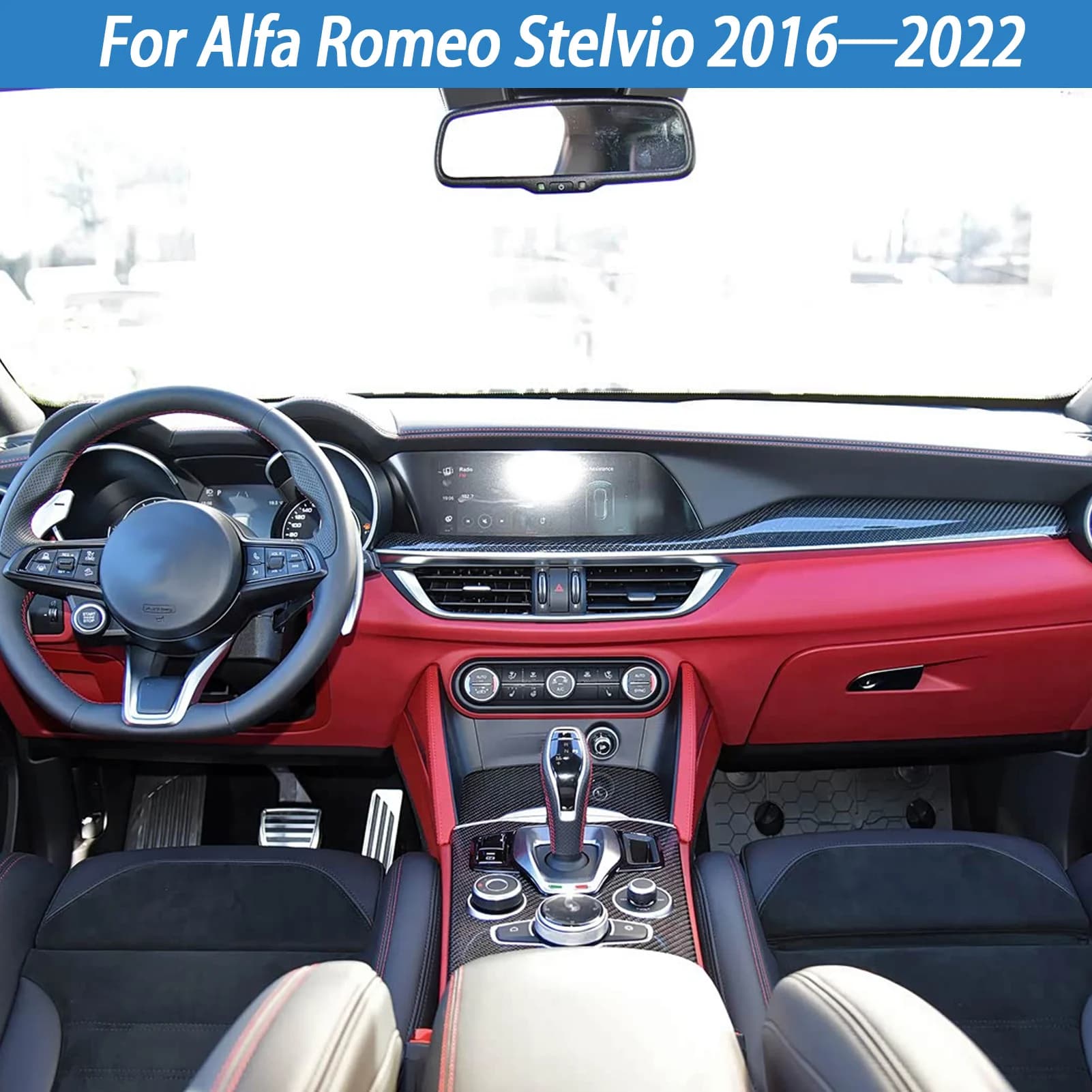 For Alfa Romeo Stelvio 2016-2022 Interior Accessories Car Window Lift Switch Gear Cover Panel Strips Wall decal