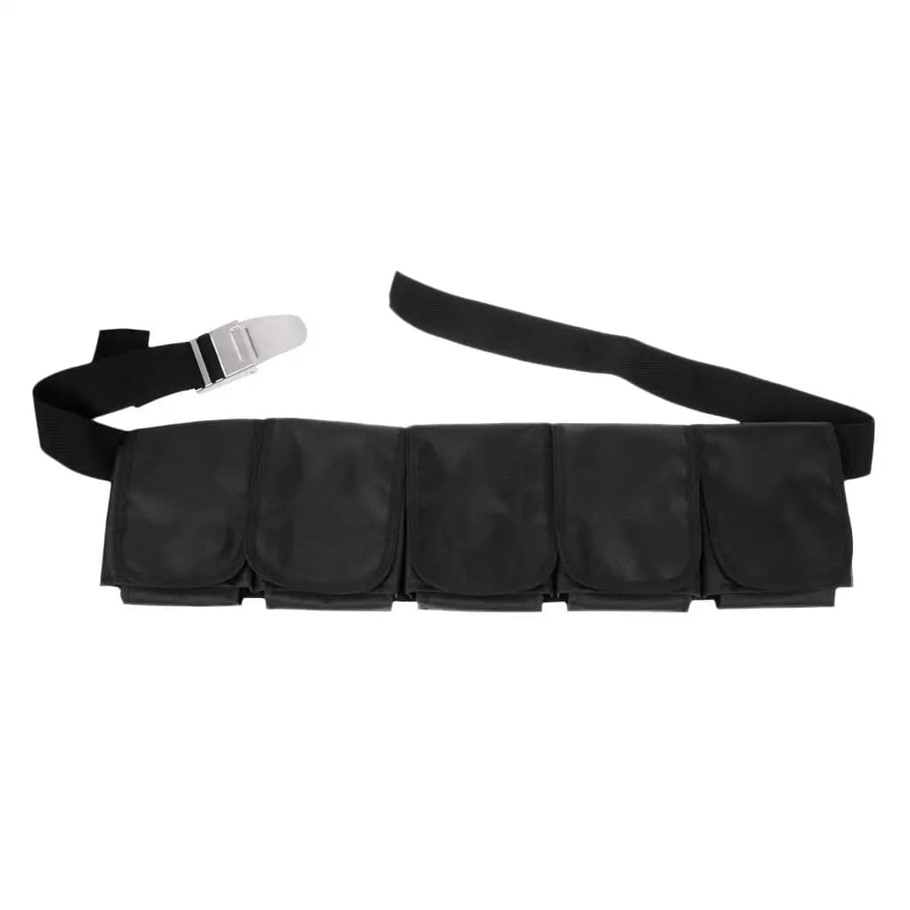 Scuba Equipment Adjustable Weight Belt with 5 Pockets Diving Trim Belt for Free Diving Snorkeling