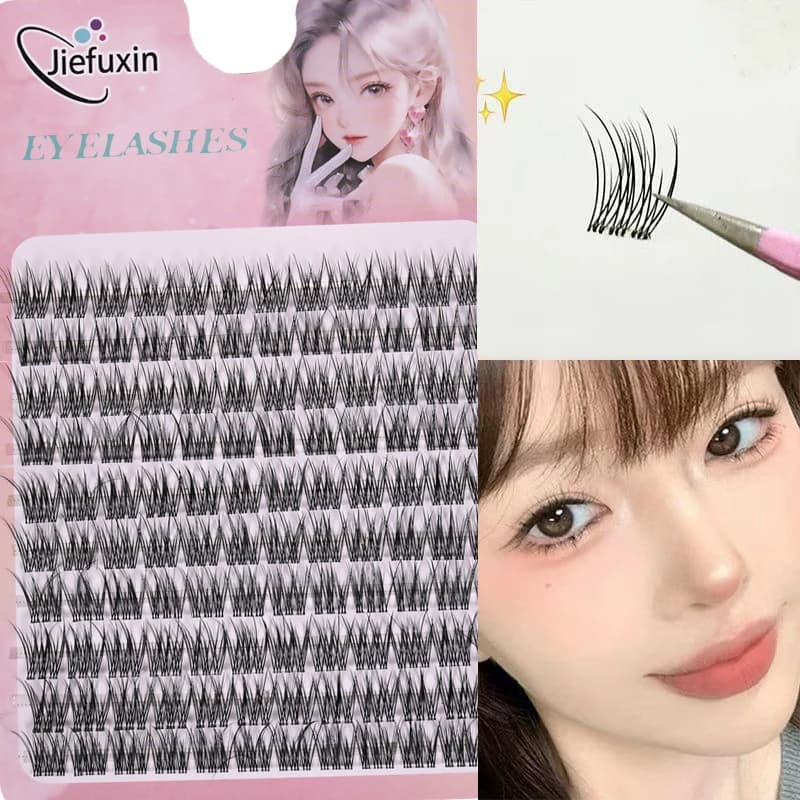 Reusable fake fish-tailed eyelashes, voluminous anime style, thick curled lashes, sunflower design