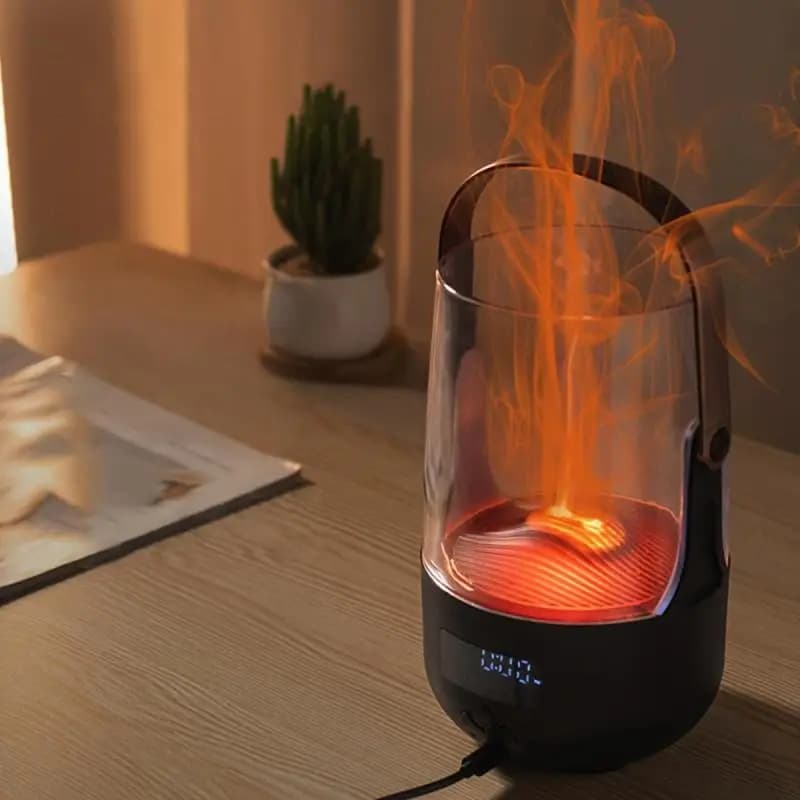 Diffusore a Fiamma Sfarfallante Vintage 200ML Umidificatore con Timer e Spegnimento Automatico per il Relax