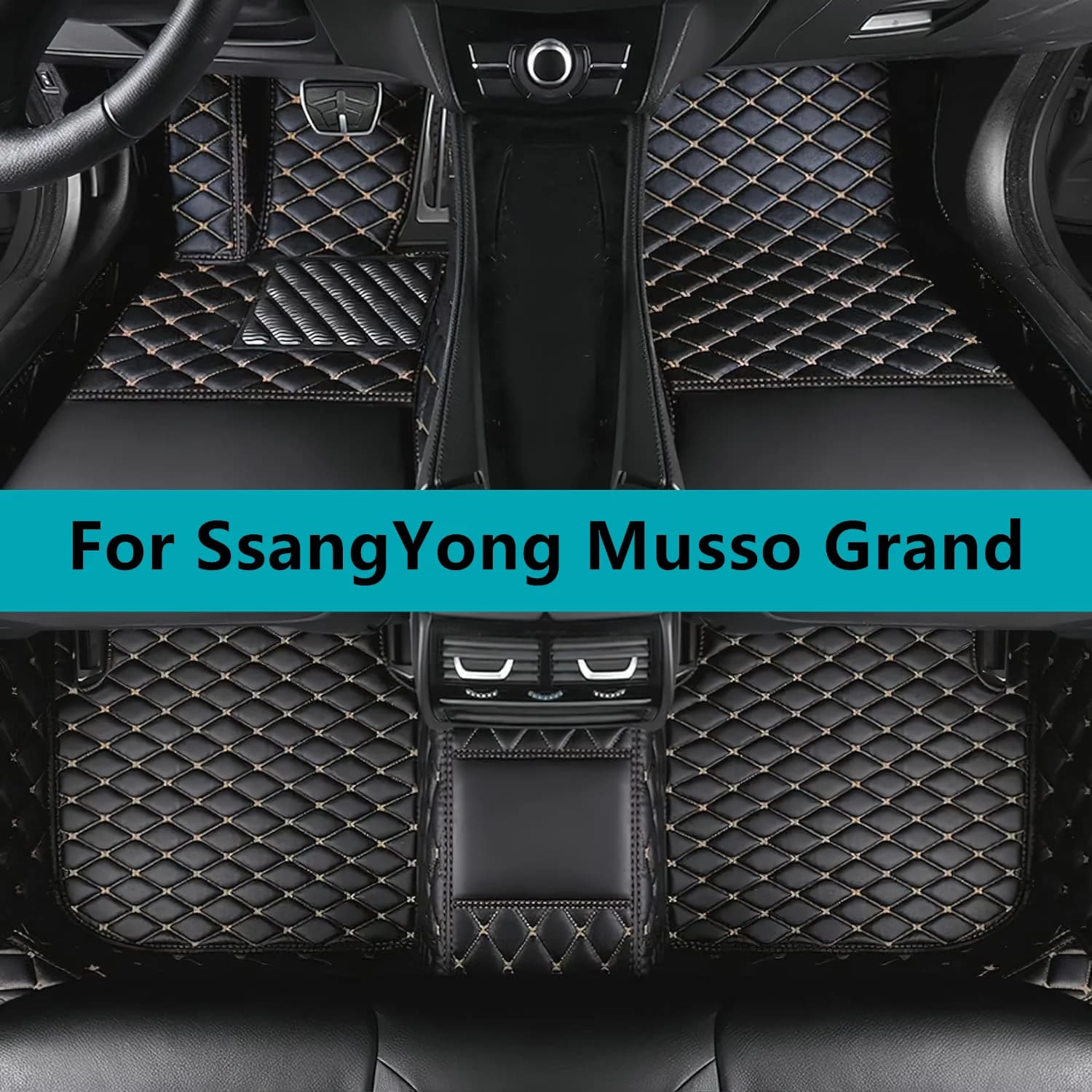 leather Car Floor Mats For SsangYong Musso Grand 2020 2021 2022 2023 2024 2025 2026 2027 All Weather Waterproof Car Floor Mats
