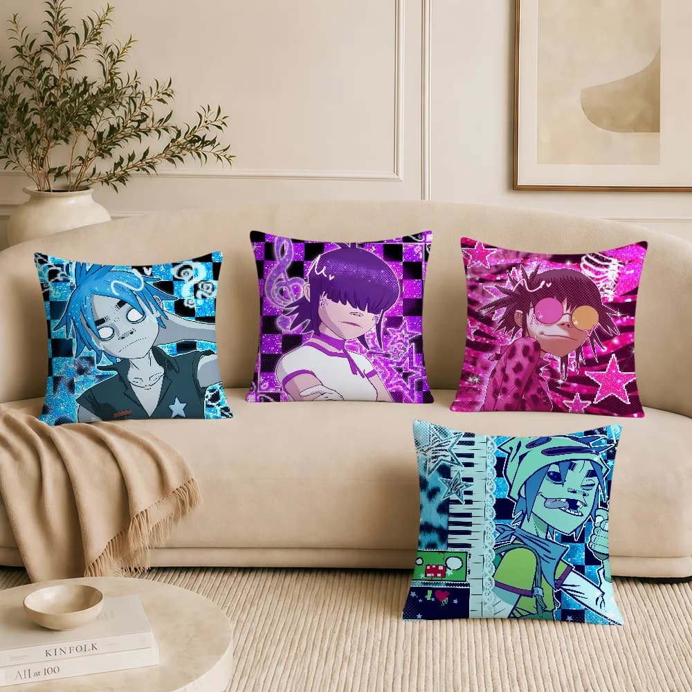 Band Fanart Cool Noodle G-Gorillaz Cushion Cover Soft Pillowcase Double Sided Sofa Home Living Room Decor Hogar Pillowcover Gift