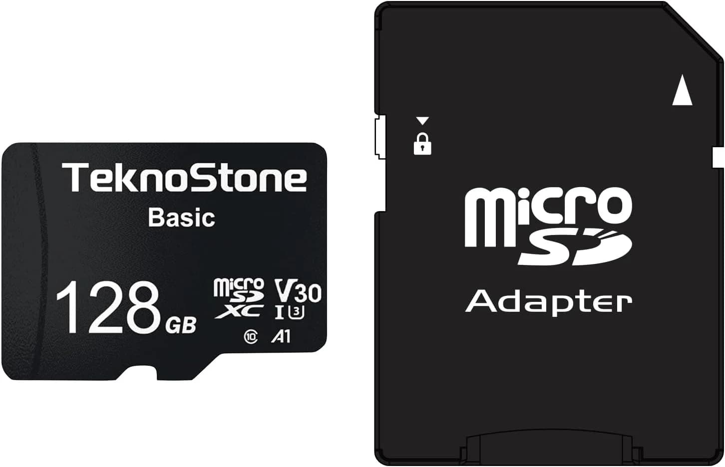 Scheda MicroSDXC da 128GB con Adattatore, Lettura 90MB/s, UHS-I C10 U3 V30 A1 per Dashcam, Telefoni, Tablet, Droni