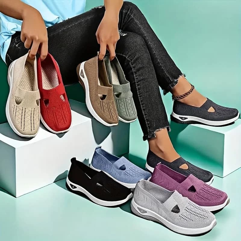 Women's Spring Summer Sweater Shoes Breathable Mesh casual shoes with support for plantar arch Washable in washing machine Multi colors
