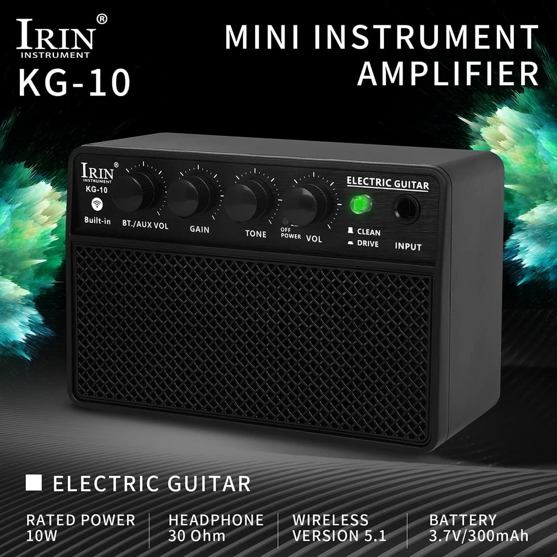 IRIN Audio Chitarra Elettrica Amplificatore del Suono del Basso 10W 6.35mm Ricaricabile Amplificatore del Suono Portatile Chitarra Elettrica Basso Accessorio
