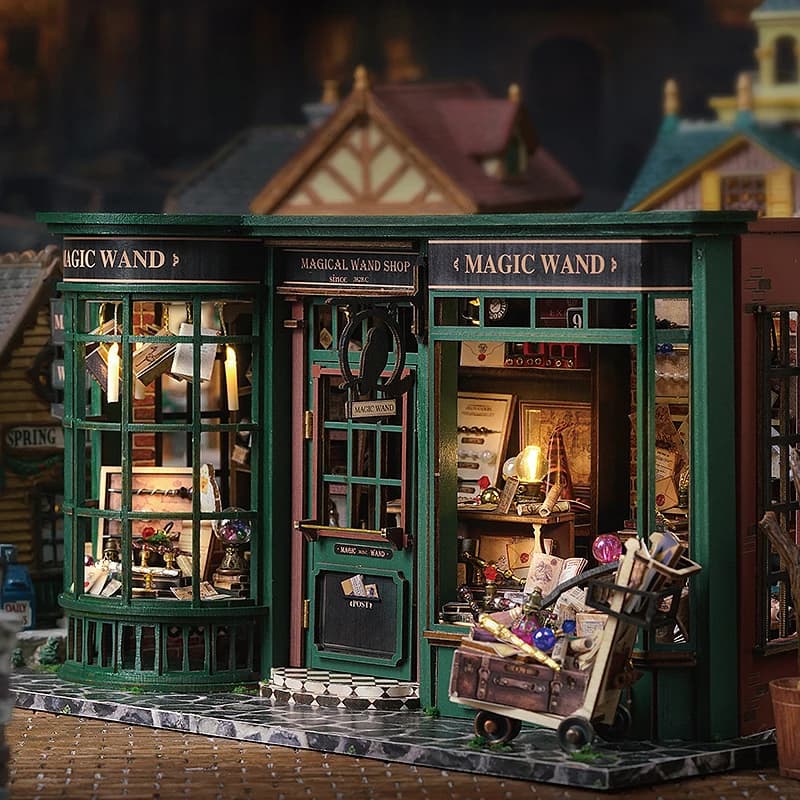 Magica casa delle bambole in miniatura in legno assemblaggio fai da te modello di edificio kit produzione di decorazioni di giocattoli per piccole stanze con mobili