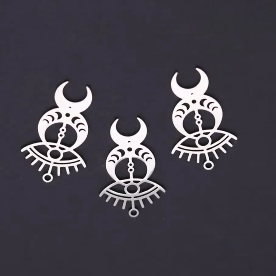 3 Pezzi Ciondoli a Forma di Luna Squisiti per Creazione Gioielli Fai da Te, Orecchini, Collane, Nappe, Pendenti a Mezzaluna in Acciaio Inossidabile Stile Neo-Gotico