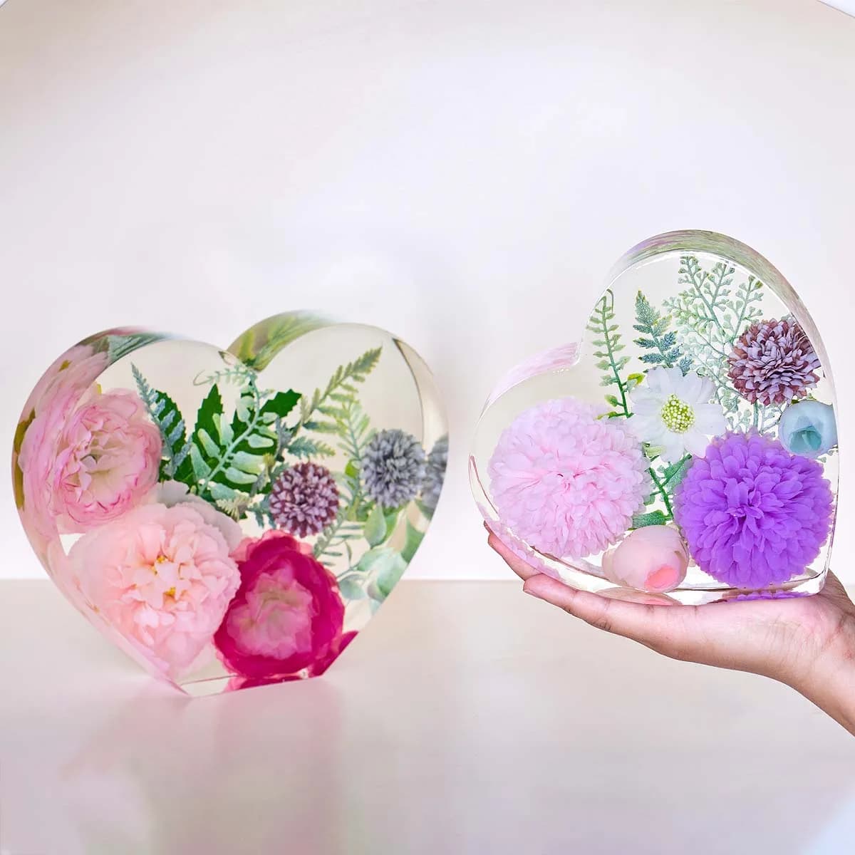 Heart Hexagon Ornament Bookend Silicone Mold DIY Handmade Geometric Large Cube Crystal Epoxy Resin Craft Casting Molds Home Deco