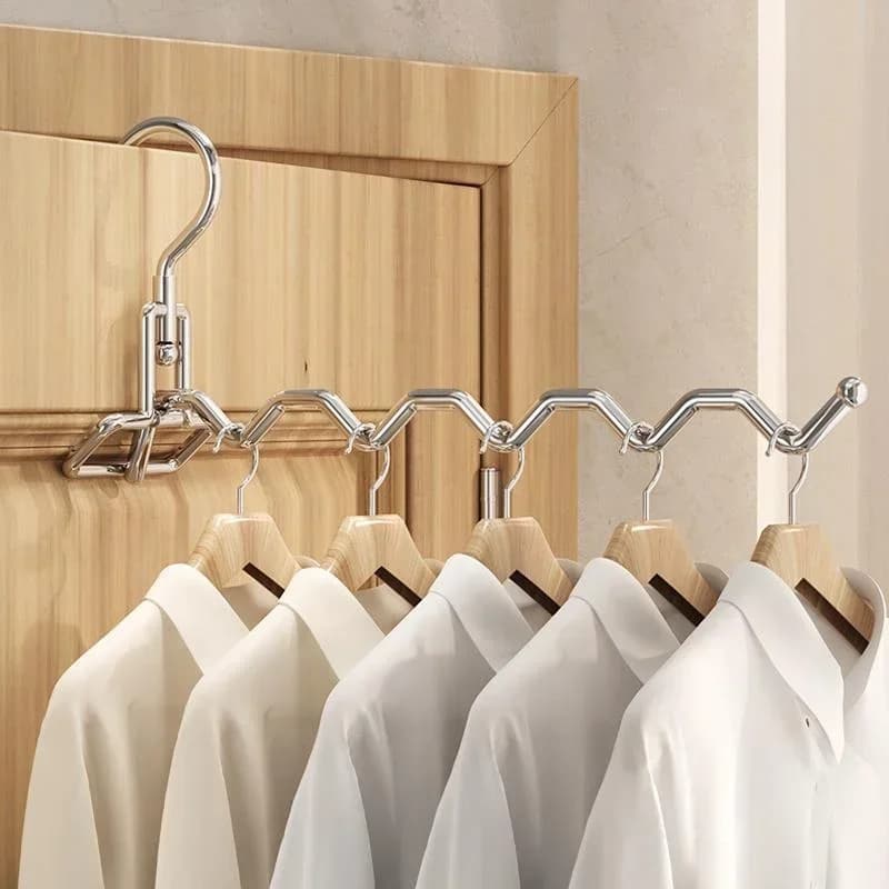 Practical Travel Essential Folding Stainless Steel Clothes Hanger Space Saving Drying Hanging Rack Home Hotel Garment Organizer