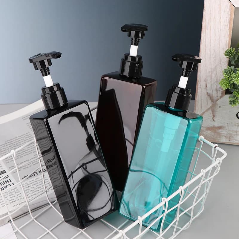 Bottiglia quadrata per lozione per il corpo da 500 ml Pompa per pressa in plastica PET per gel doccia Shampoo Sapone liquido Contenitore riutilizzabile durevole