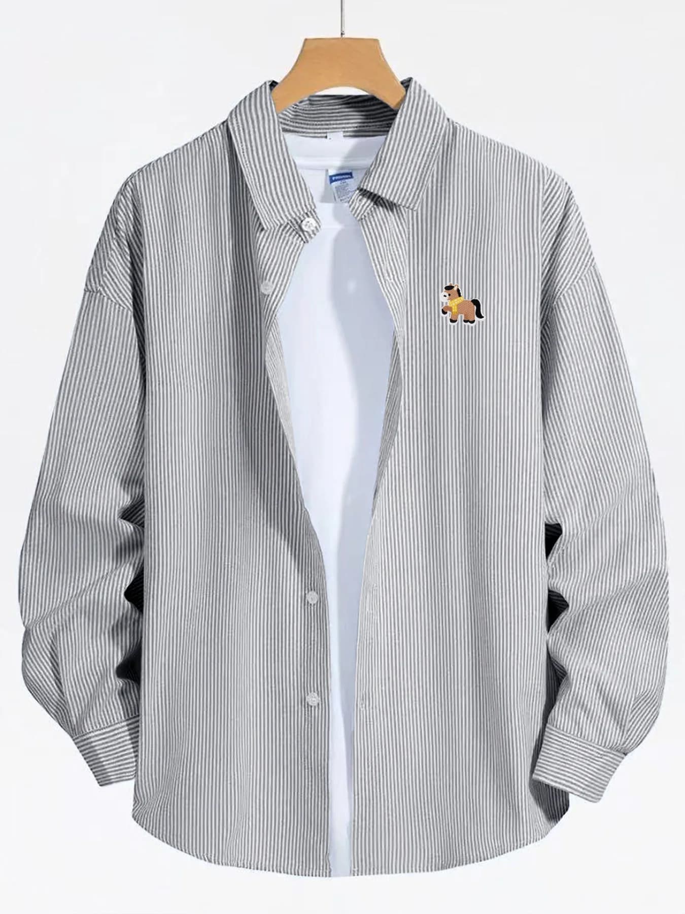New Long Sleeve Shirt with Pony Cartoon Pattern for Spring and Autumn, Versatile and Fashion