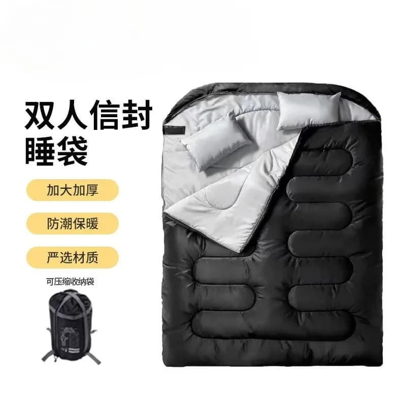 Outdoor camping double sleeping bag envelope thickened and enlarged cold-proof couple sleeping bag