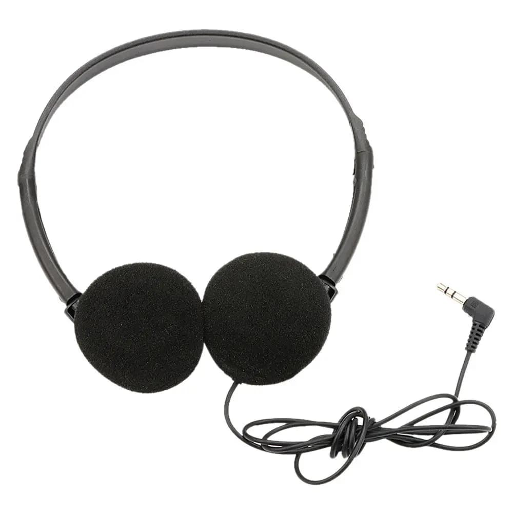 Auricolari neri con cavo e jack audio da 3,5 mm, compatibili con PC, laptop, tablet, desktop, audio stereo, ottima fattura