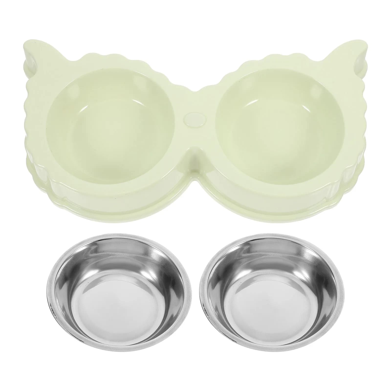 Ciotola Doppia per Animali Domestici Antiscivolo in Acciaio Inox, Design Accattivante, Facile da Pulire, per Cani di Piccola Taglia, Gatti e Cuccioli