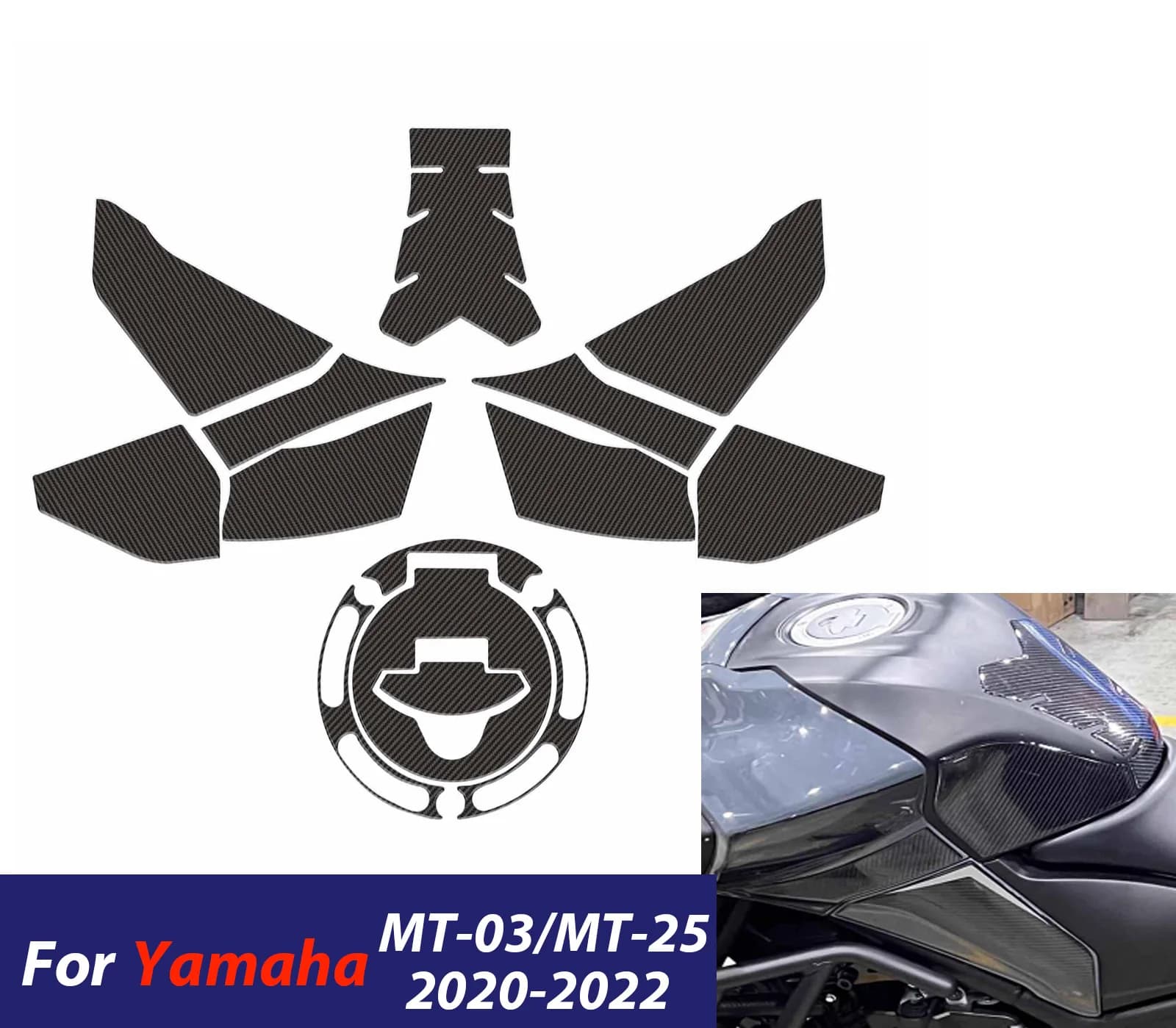 Motorcycle Side Fuel Tank Pad For Yamaha MT-03 MT-25 2020 - 2022 Tank Pads Protector Stickers Knee Grip Traction Pad Accessories