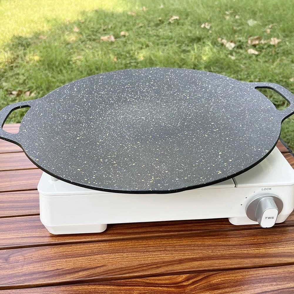 Anti-stick barbecue pan, Multi-purpose cooker for Induction cooker, Open-air camping round, Kitchen and Oven tools