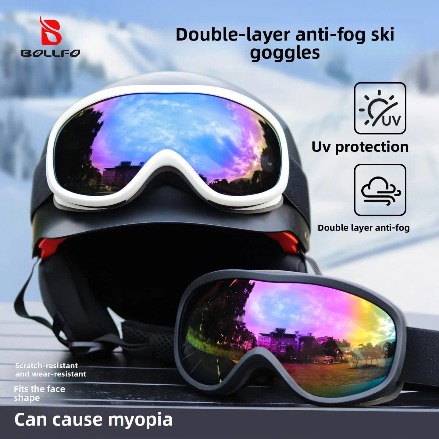 Doppi strati Occhiali da sci antiappannamento Occhiali da neve invernali Occhiali da neve per esterni Occhiali da snowboard per uomo Donna Occhiali da sci Occhiali