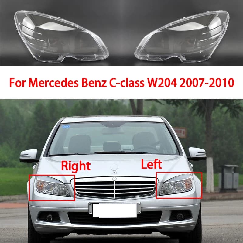 Auto Faro Anteriore Copertura Auto Faro Lampcover Per Mercedes Benz Classe C W204 2007-2010 Testa Della Lampada Coperture Lente di Vetro Borsette Cap