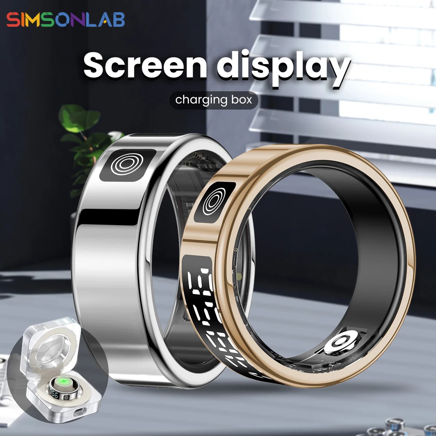 New Smart Ring SR08 LED Display Sleep Health Monitoring 5ATM Waterproof Charging Case Multi Sports Modes Ring For Men Women Gift