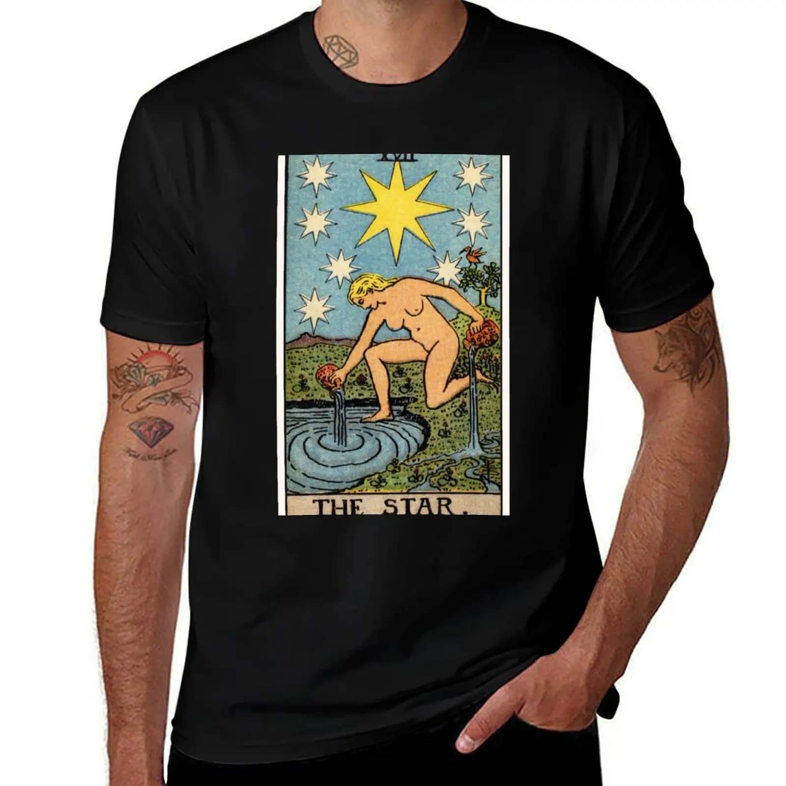 XVII. T-shirt The Star Tarot Card, taglia grande, t-shirt per uso quotidiano